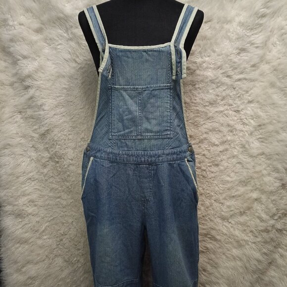 Free People Women's Blue Denim Cotton Overalls Jumpsuit Size 28 - Picture 1 of 9